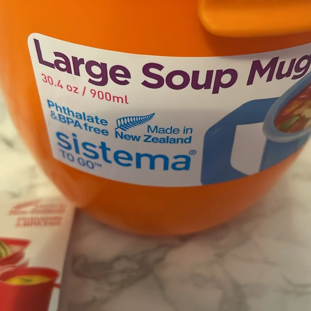 Sistema To Go Collection Soup Mug Large 30.4 oz  NWT Orange